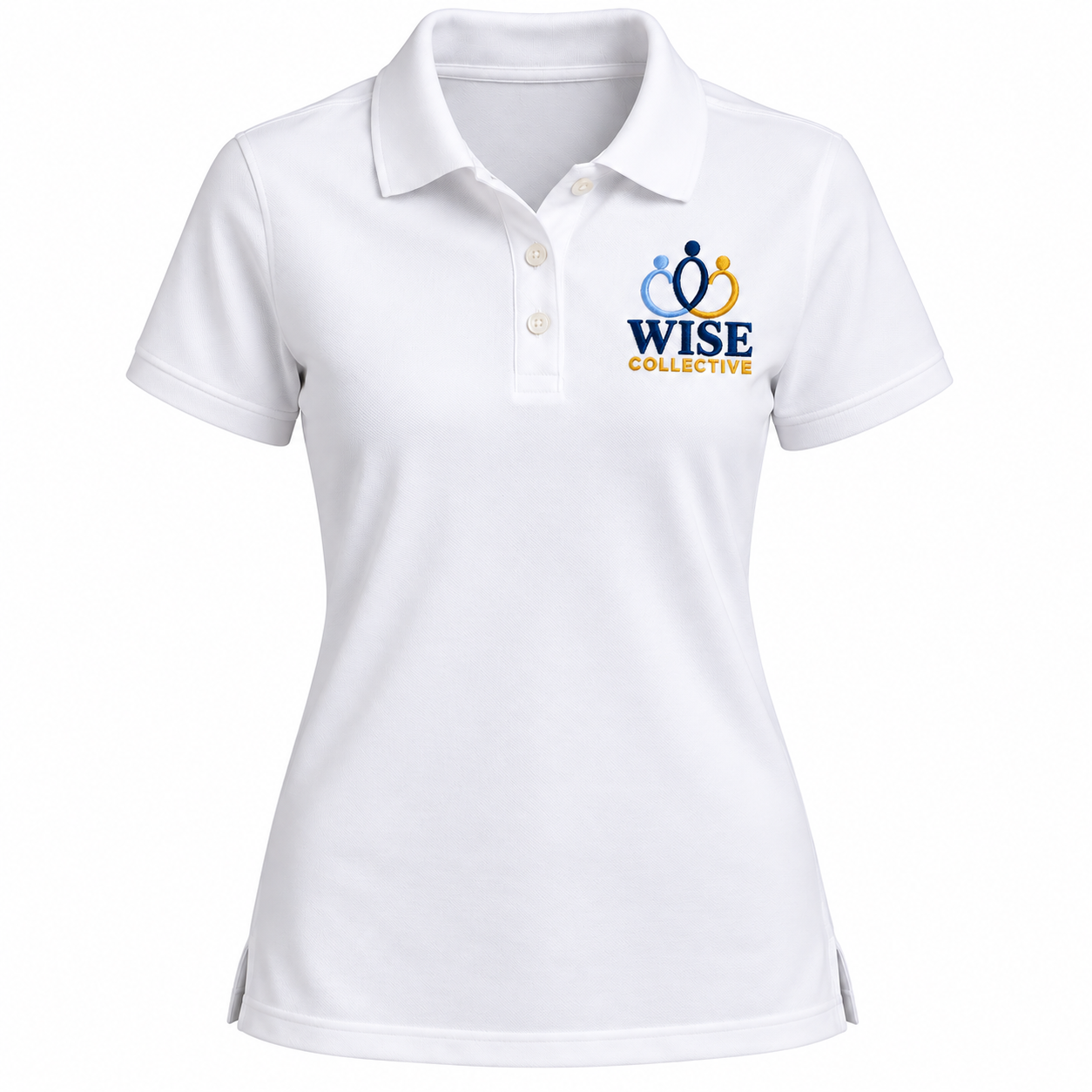 WISE Collective white embroidered women's polo